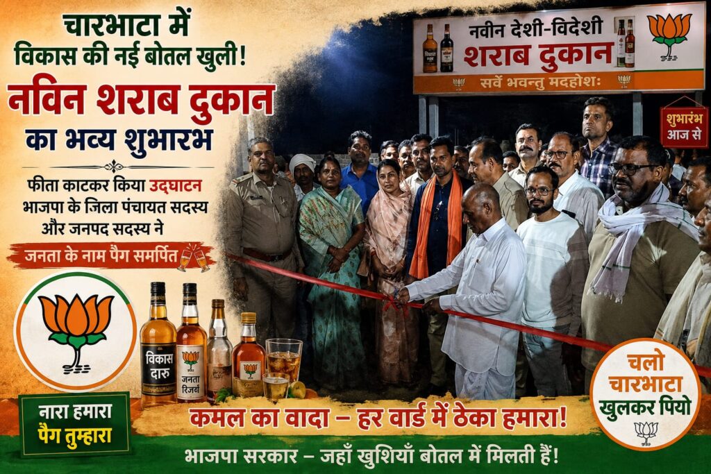 शराब प्रेमियों के लिए अच्छी खबर,छत्तीसगढ़,चारभाठा,डोंगरगढ़ में भाजपा नेताओं ने किया शराब दुकान भव्य उद्घाटन,प्रदेश कांग्रेस अध्यक्ष दीपक बैज ने ट्वीट कर सरकार पर साधा निशाना,लिखा,सरकार का नया नारा विकास नहीं पहुँचा पा रहे तो क्या हुआ,घर-घर बोतल ज़रूर पहुँचाएंगे,
